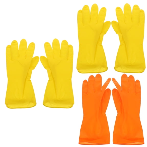 OUNONA Dishwashing Gloves Comfortable and Skin-Friendly Reusable Long Cuff Assorted Color 3Pairs