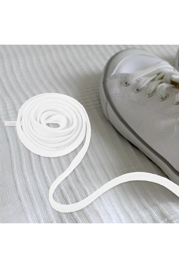3Pairs White Cotton Flat Shoe Strings Replacement for Wide Sports and Casual Shoes
