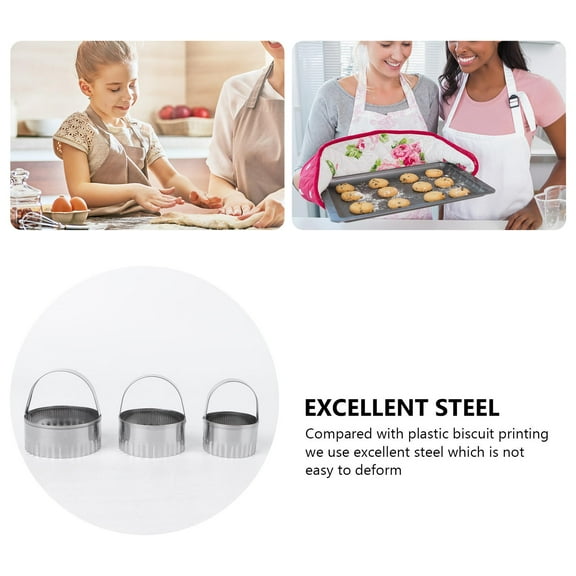 OUNONA 3Pcs Baking Mold for Dog Treats Silver Stainless Steel Round Cookie Cutter for Dough Cutting Bakers