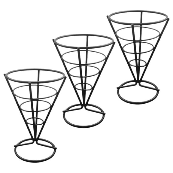 OUNONA Set of 3 Black Baskets with Breathable Design for Serving Fried Foods, Fruits, and Snacks