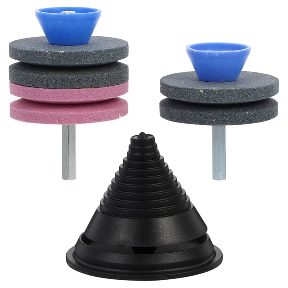 OUNONA 3Pcs Lawnmower Blades Sharpener Stone with Polishing Wheel Durable Garden Tool Assorted Colors