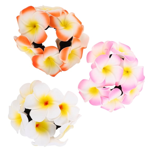 OUNONA Flower Hair Ties Multi Color Boho Style Elastic Scrunchies for Decoration 3Pcs