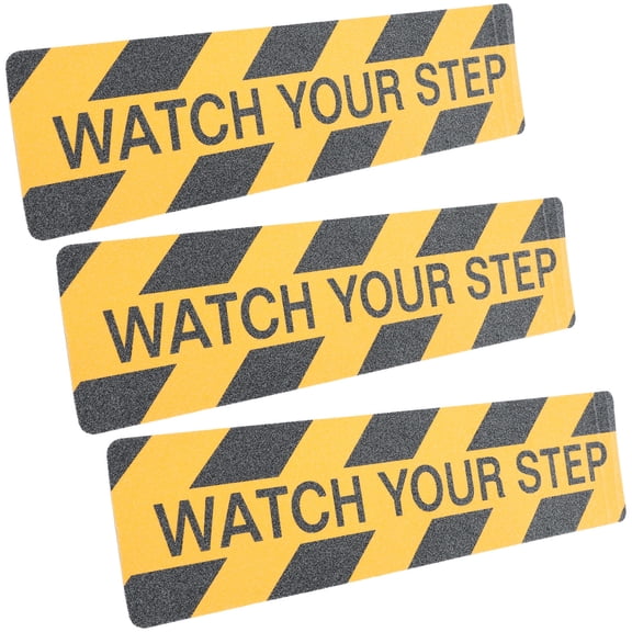OUNONA 3-Pack High Visibility Wet Floor Safety Tape with Non- Adhesive Grip for Steps and Hazard Areas