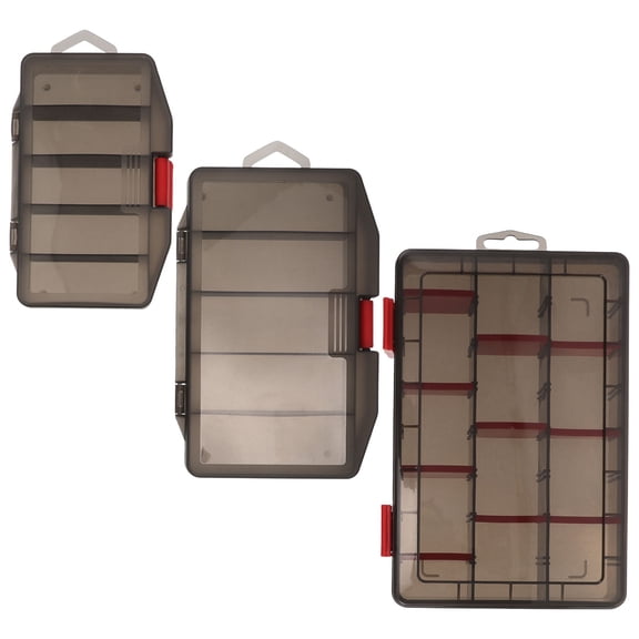 OUNONA 3Pcs Chocolate Plastic Fishing Organizer Box with Dividers for Lures and Hooks Storage