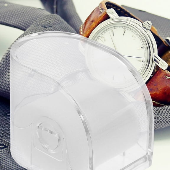 OUNONA Plastic Watch Storage Box, Transparent Display Case with Soft Pillow for 3Pcs