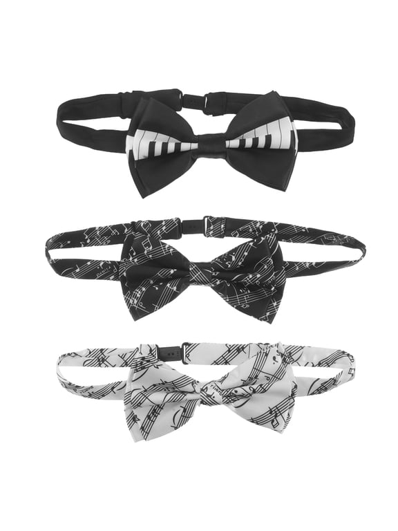 3Pcs Clip on Music Bow Tie Set with Piano Key Pattern for Weddings Business and Festival Use