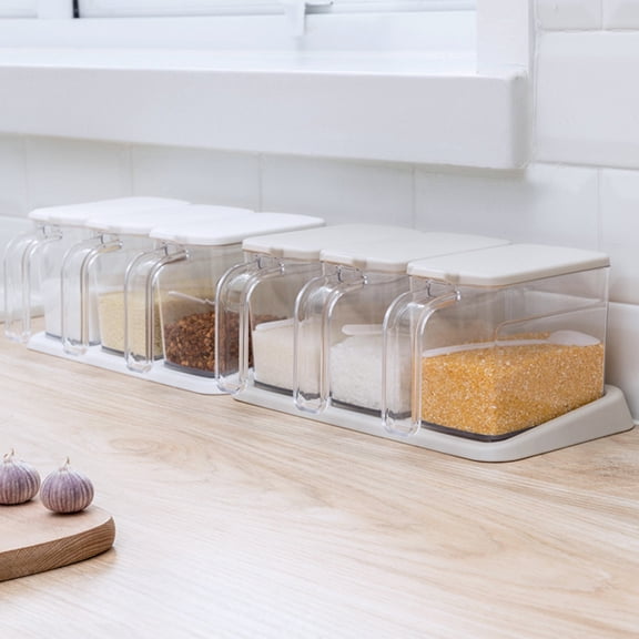 OUNONA 3-Piece White PS Condiment Jars Set for Seasoning and Spice Storage Bottles