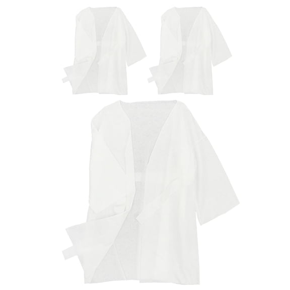 OUNONA 3-Pack Disposable Bathrobes White Soft Breathable Robes for Clients Daily Use Lightweight Fabric