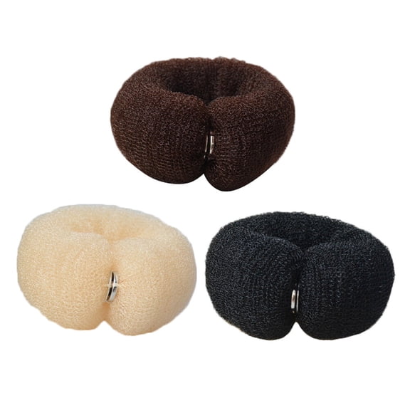 OUNONA 3Pcs Hair Donut Bun Makers Nylon Material Assorted Colors for Easy Hair Styling