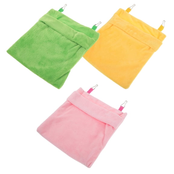 OUNONA 3-Piece Small Animal Hanging Sleeping Pouch Set with Breathable Fabric, Cozy Hammock Bed and Secure Hooks for Pets