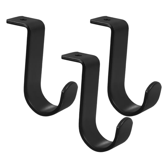 OUNONA 3Pcs Stainless Steel Curtain Rod Holders Black with Easy Installation and Strong Weight Bearing Capacity