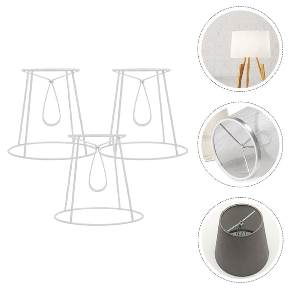 OUNONA 3Pcs White Iron Lamp Shade Frames Smooth Edges Lamp Frame for Table Lights
