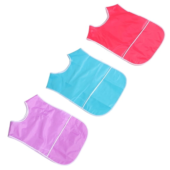 OUNONA 3Pcs Multiuse Waterproof Painting Aprons Sleeveless Nylon Art Smocks in Assorted Colors for Easy Cleaning