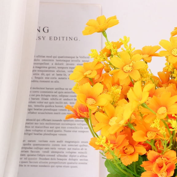 OUNONA 3Pcs Plastic Marguerite Artificial Daisy Bunch Orange for Wedding and Home