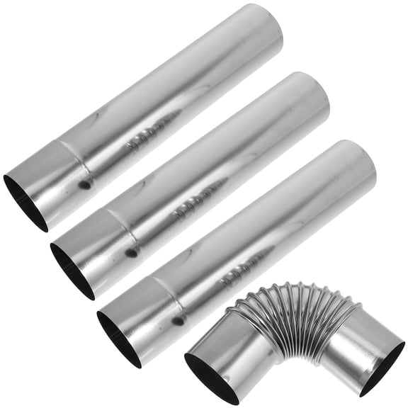 OUNONA 3-Piece Stainless Steel Chimney Flue Pipe Set with Straight Tubes and Elbow Connector for Efficient Venting