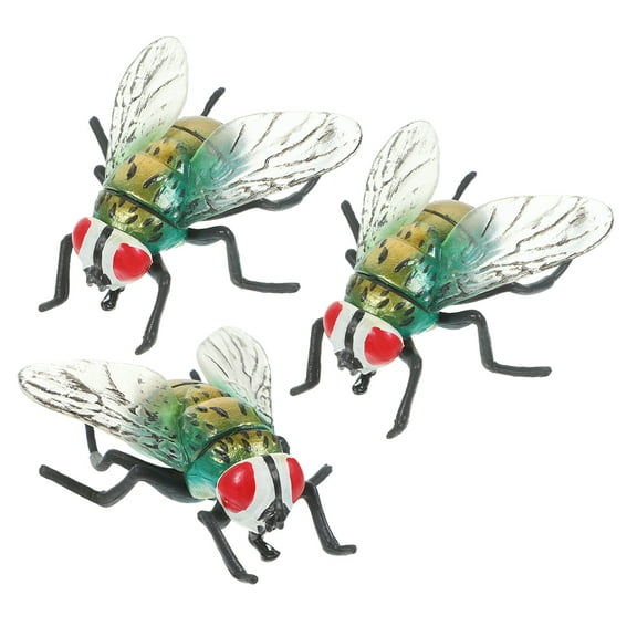 OUNONA Set of 3 Multi-Color Plastic Fly Figurines Simulated Insects for Unique Home and Office Decor