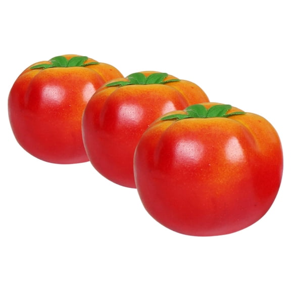OUNONA Set of 3 Red Foam Tomato Figurines for Rustic Kitchen and Home Decor, Realistic Fake Fruit Decoration