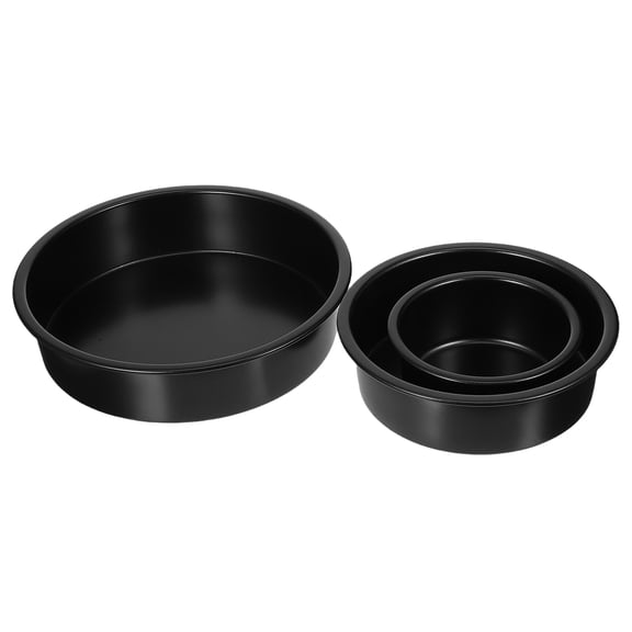 OUNONA  3Pcs Nonstick Black Round Cake Tins for Home and Special Occasions