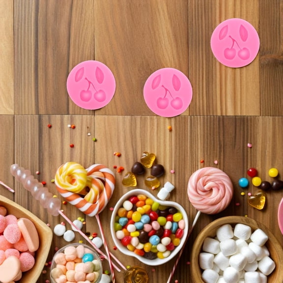 OUNONA 3Pcs Silicone Cherry Shape Molds for Cake Decoration Fondant and Chocolate Baking
