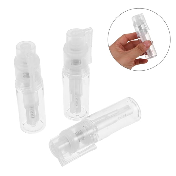 OUNONA Set of 3 Reusable Transparent Plastic Powder Applicator Bottles with Push Spray for Even Fine Powder Dispersion