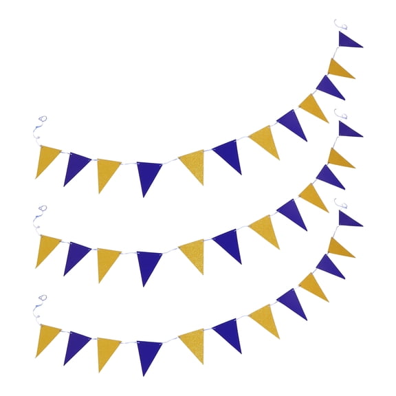 OUNONA 3-Pack Multicolor Triangle Party Banner Flags, Paper Decorations for Indoor and Outdoor Celebrations