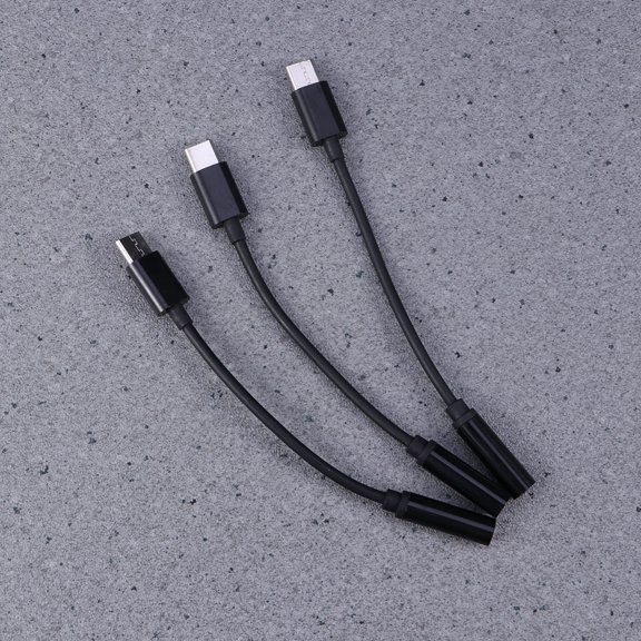 OUNONA 3Pcs USB Type C to Headphone Jack Adapter Black Easy Connect with Positive Negative Random Interpolation