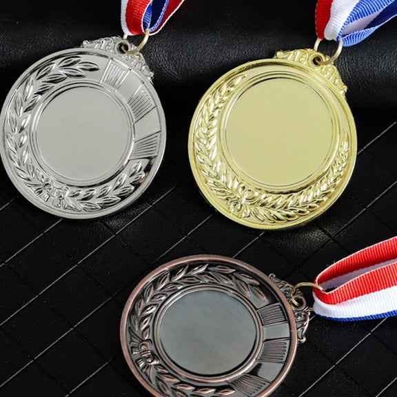 OUNONA 3Pcs Universal Sports Medals Set in Plated Gold Plated Silver and Bronze for Competition Awards and Decorations