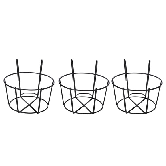 OUNONA 3-Pack Iron Railing Planter Holders for Hanging Flower Pots on Balcony Fence, Outdoor Garden Decor