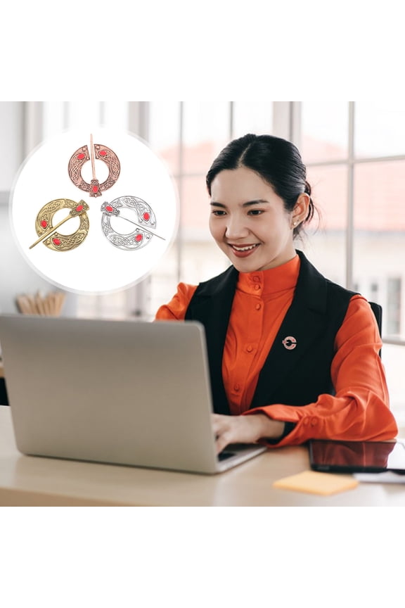 Viking Brooch Set Assorted Color Vintage Style for Party Use 3Pcs