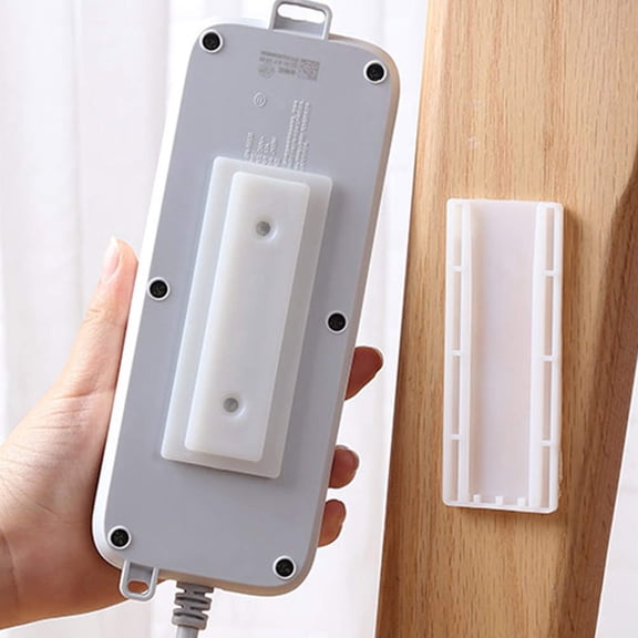 OUNONA 3Pcs Wall Mounted Hooks White Socket Fixer for Power Strip and Router Holder