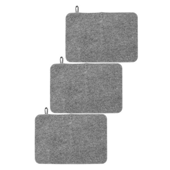OUNONA 3-Piece Grey Felt Sauna Floor Mats Set for Spa and Hot Tub with Thick Insulation and Non- Design