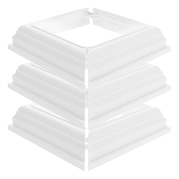 OUNONA 3-Pack White Split Design Deck Post Skirt Covers Lightweight Decorative Porch Column Wraps
