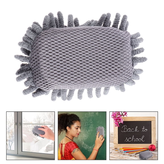 OUNONA 3Pcs Whiteboard Duster Grey Chenille Cleaning Sponge for Office and Home Use