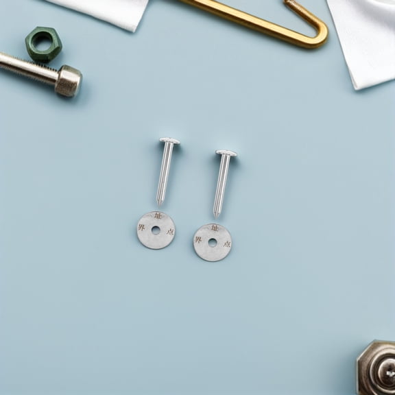 OUNONA 3-Pack Low Profile Stainless Steel Survey Stakes for Outdoor Property Line Marking and Land Surveying