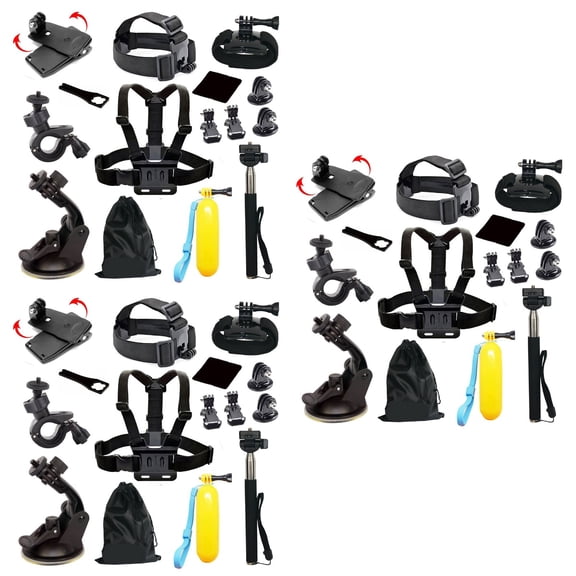 OUNONA 3pcs 15-in-1 Outdoor Sports Camera Accessory Kit for 4 Camera