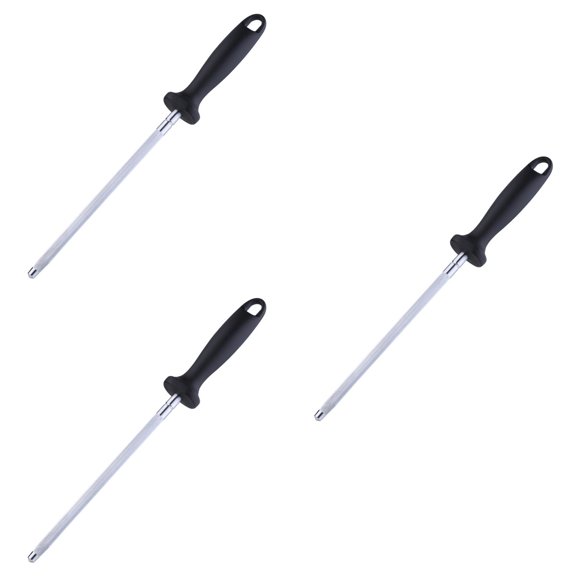 OUNONA 3pcs 33CM Carbon Steel Handheld Sharpener Professional Sharpening Steel Easy to Use Sharpening Rod for Home Kitchen or Restaurant