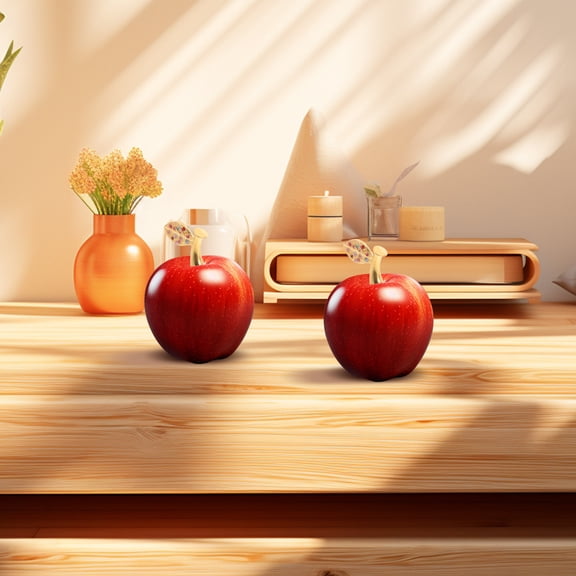 OUNONA 3pcs Artificial Fruit Branch Apple Crafts Making Leaves Alloy Decoration