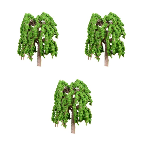 OUNONA 3pcs Artificial Mini Tree Plants Miniature Garden Landscaping Decor Simulation Plastic Tree Decoration House Model Small Size Weeping Willow Tree