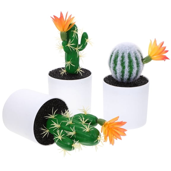 OUNONA 3pcs Cactus Figurines Artificial Cactus Ornaments Assorted Color Decorative Living Room Decor