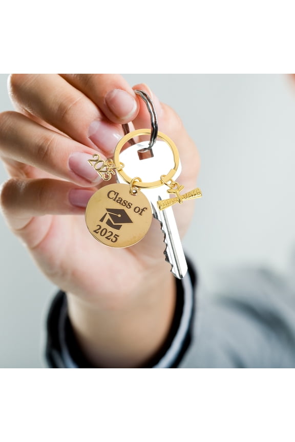 3pcs Class Of Grad Keychain Chic Stainless Steel Key Ring Graduation Season Souvenir Wear-Resistant Key Holder For Bags And Purses