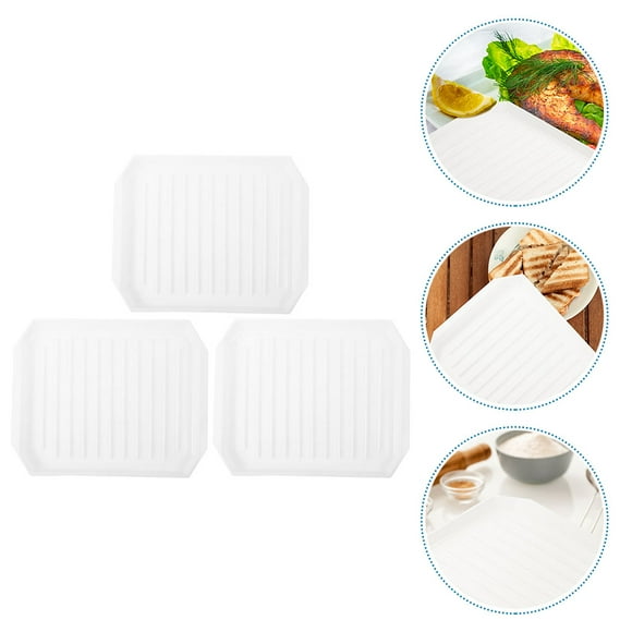 NIYANGLE Microwavable Baking Tray Microwave Oven Accessories White PP 3Pcs 10.6X8.6X0.8In