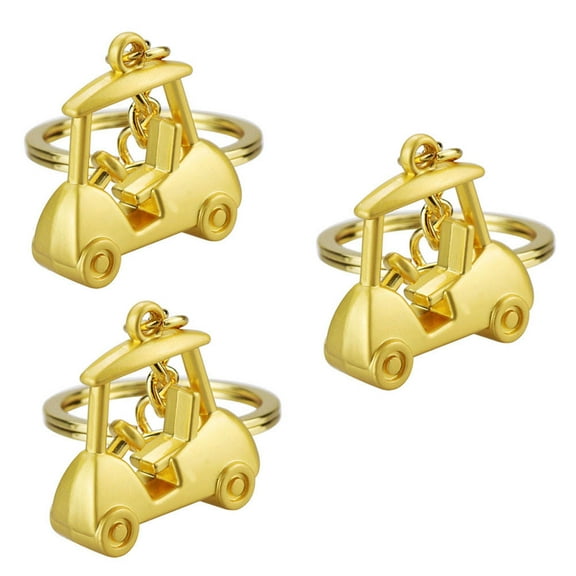 OUNONA 3-Pack Metal Golf Cart Key Chains for Car Decoration and Daily Use Accessories