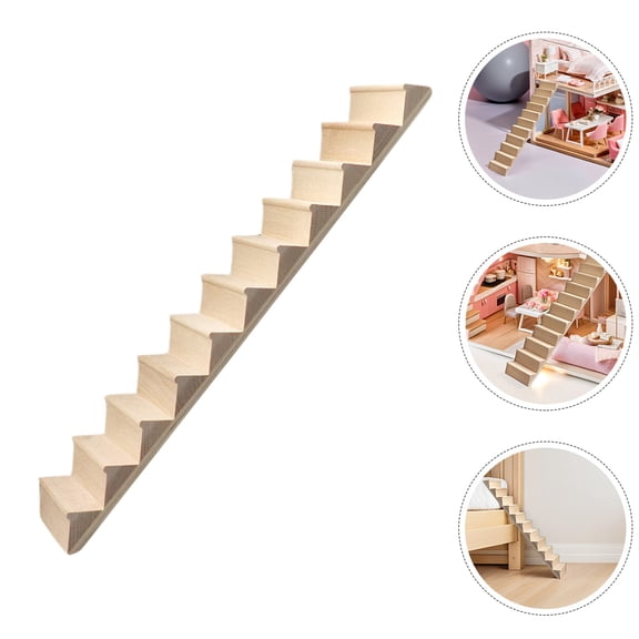 OUNONA 3pcs Mini Staircase Unpainted Wood Stairs For Photography Props Use