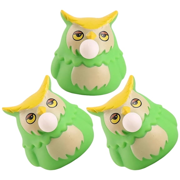 OUNONA 3pcs Owl Stretchy Toys Soft PVC Green Pressure Release Relaxation Time Festival Party
