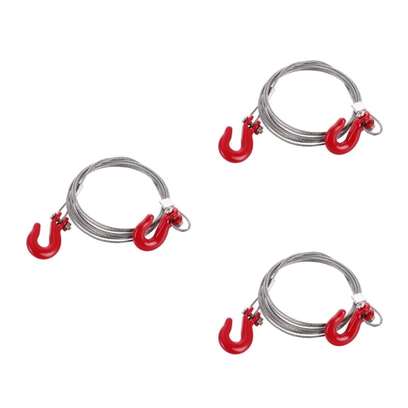 OUNONA 3pcs Rc Crawler Tow Hook Towing Rope Strap With Hooks Compatible For trx4 Rc Axial Scx10 90046 Climbing Car Trailer Hook Parts