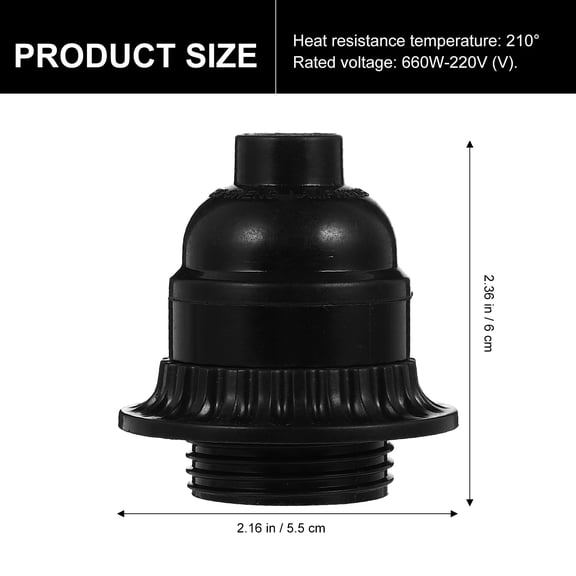 OUNONA 3Pcs Black E26 Light Socket Easy to Install Durable Replacement Lamp Holder for Home Use