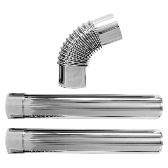 OUNONA 3pcs Stainless Steel Stove Flue Pipe 90 Degree Elbow Silver For Gas Water Heater Ventilation System Install