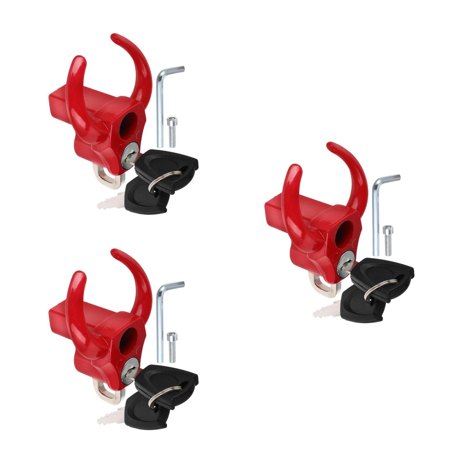 OUNONA 3pcs Universal Helmet Hook Holder Bike Handlebar Hook Motorcycle Helmet Lock Luggage Bag Hanger Claw Hook With Screw For Electric Scooter And Bicycle Red