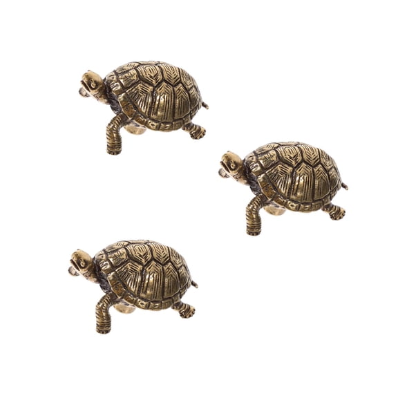 OUNONA 3pcs Vintage Brass Turtle Door Handle Unique Tortoise Cabinet Knob Brass Drawer Pull Cute Dresser Knob Door Pull for Kitchen and Bathroom Cabinets