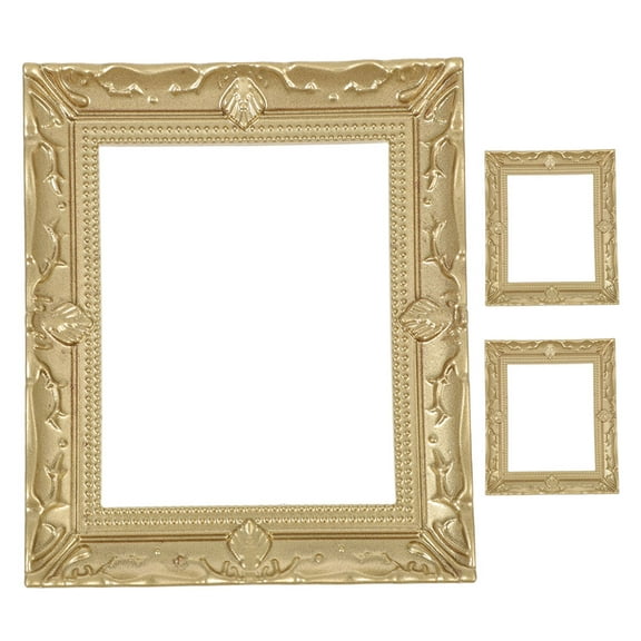 OUNONA 3pcs Vintage Mini Frame Resin Picture Frame Dollhouse Miniature Retro Photo Frame Wall Photo Frame Table Top Jewelry Display Frame